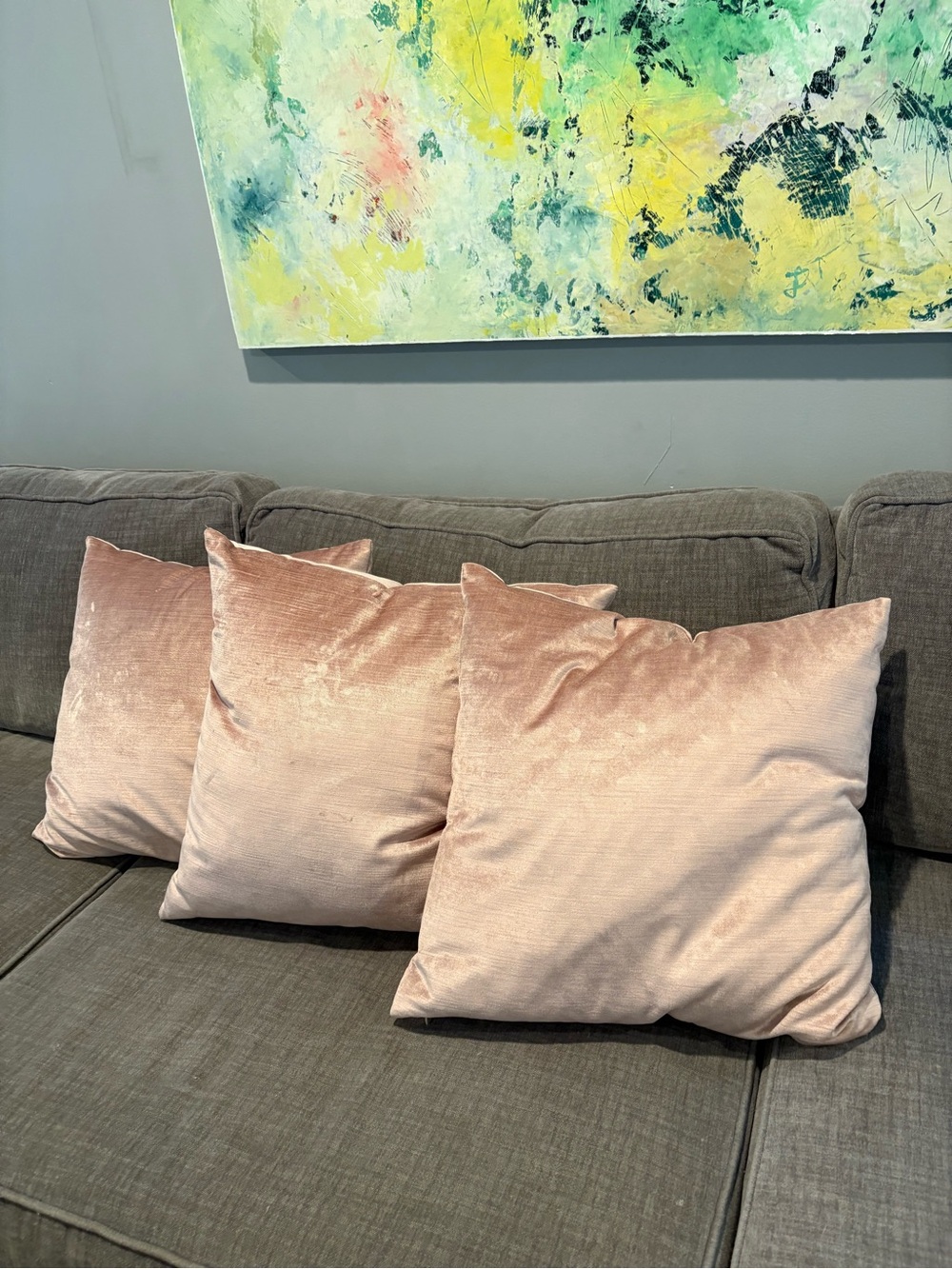 West Elm Luster Velvet Throw Pillow - Blush Pink (Set of 3)